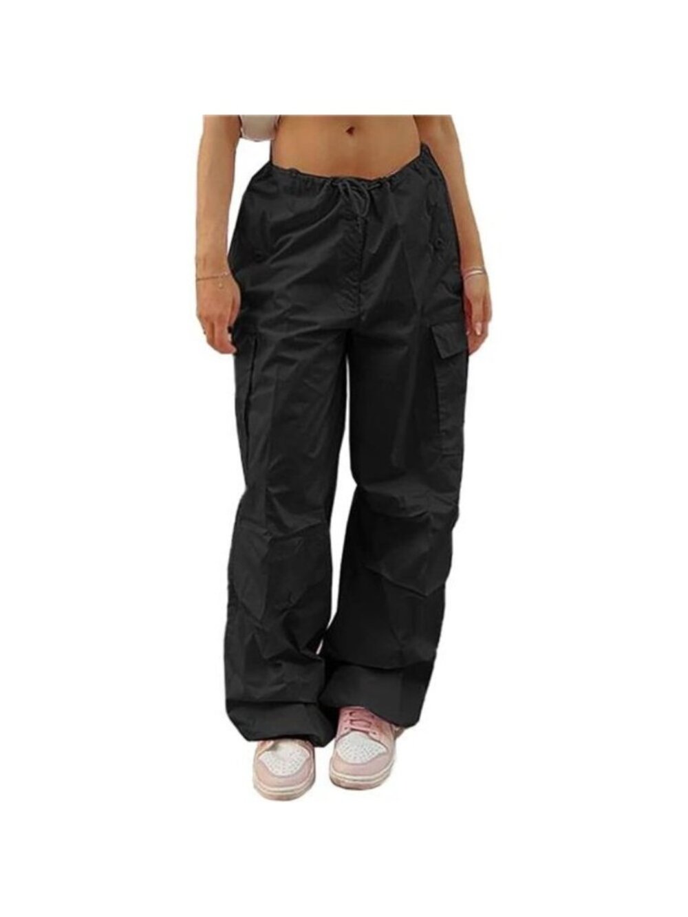 Women's Baggy Cargo Pants Drawstring Trousers Low Rise Loose Jogger Sweatpants